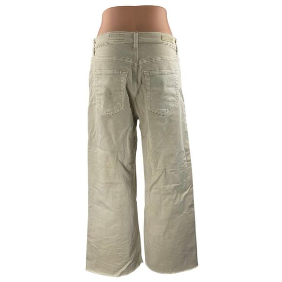 Adriano Goldschmied Beige High Waist Frayed Hem Palazzo Wide Leg Denim Jeans 29 - Picture 3 of 5